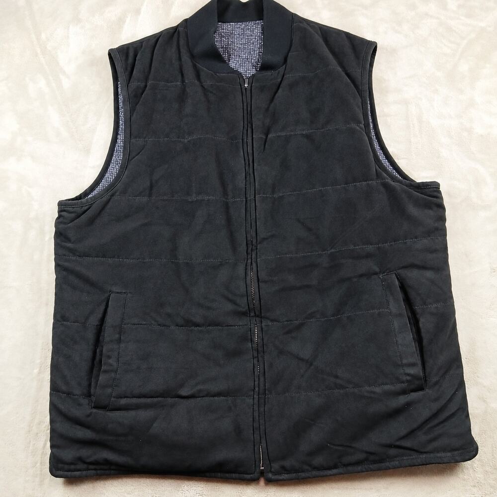 Hart Schaffner Marx Mens L Reversible Wool Blend Faux Suede Quilted Zip Vest